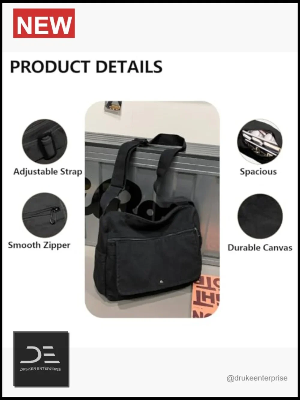 Canvas Messenger Bag Crossbody Tote with Multiple Pockets Vintage Satchel